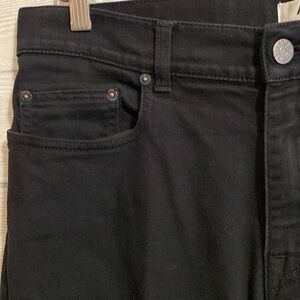 Black narrow leg skinny jeans.  Mens 33/34